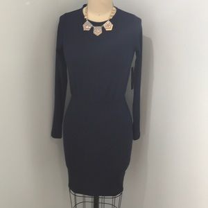 Long sleeve Navy Blue bodycon dress  NWT
